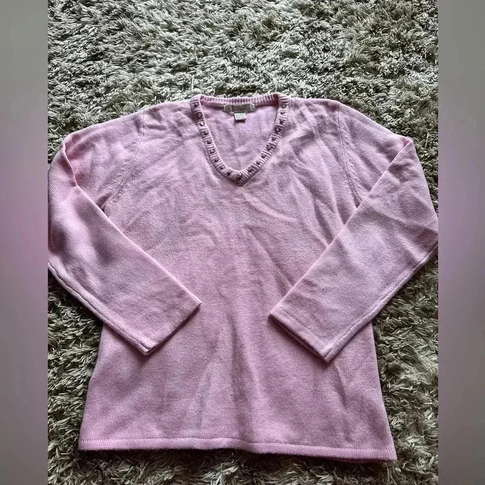 One step up size large pink embellished sweater